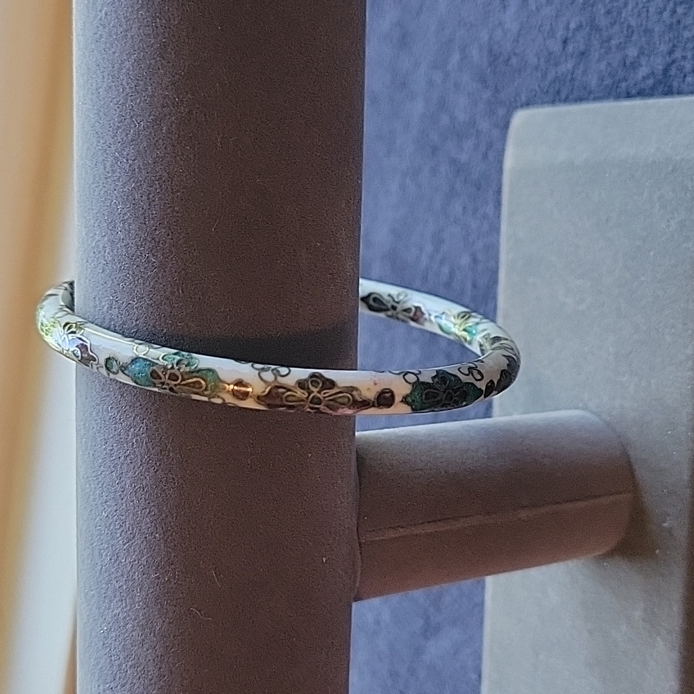 Genuine Cloisonne Bracelet in White